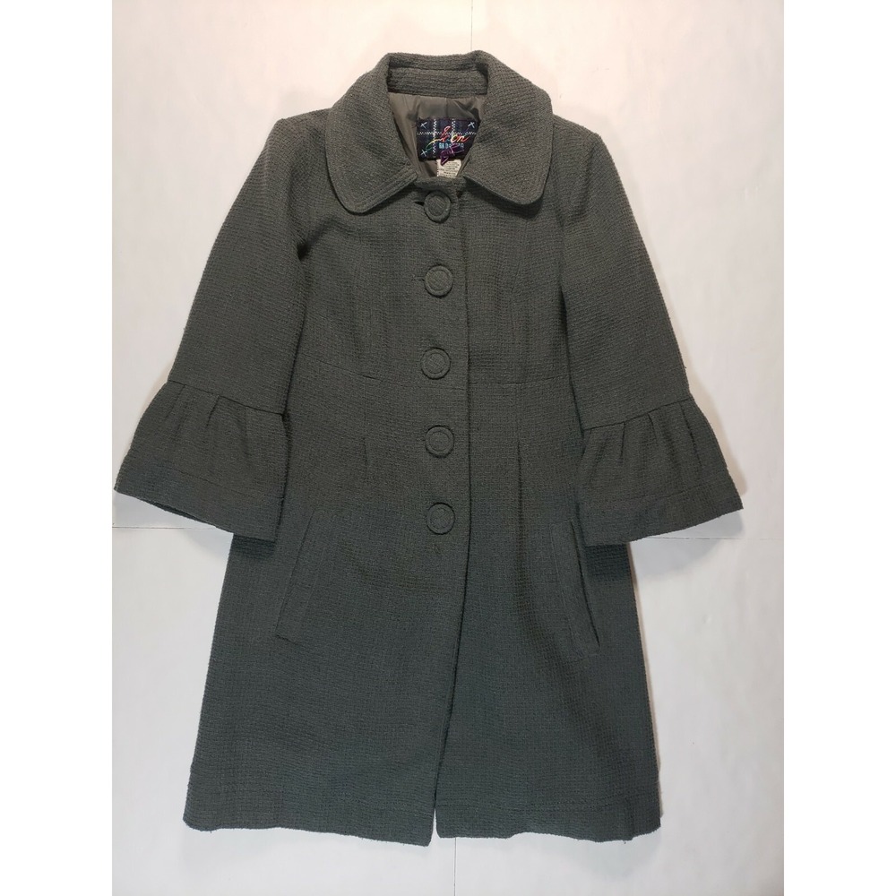 BB Dakota Women's Gray Waffle‎ Cotton Blend Coat Button Up Size Small S